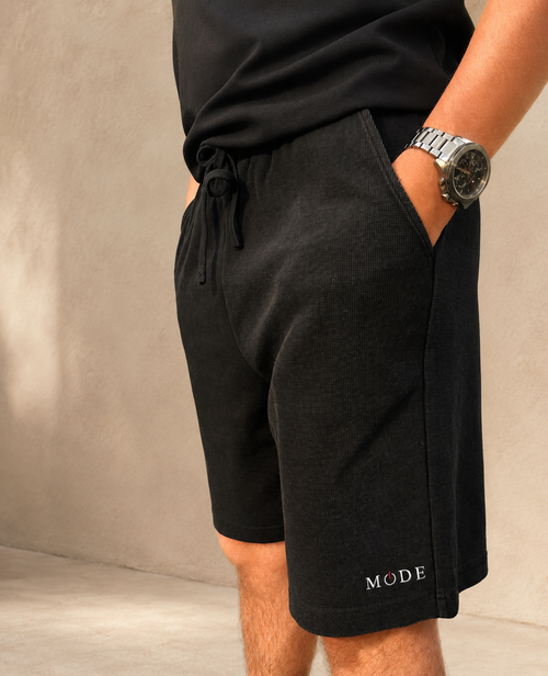 MODE 001 Waffle Shorts - Black