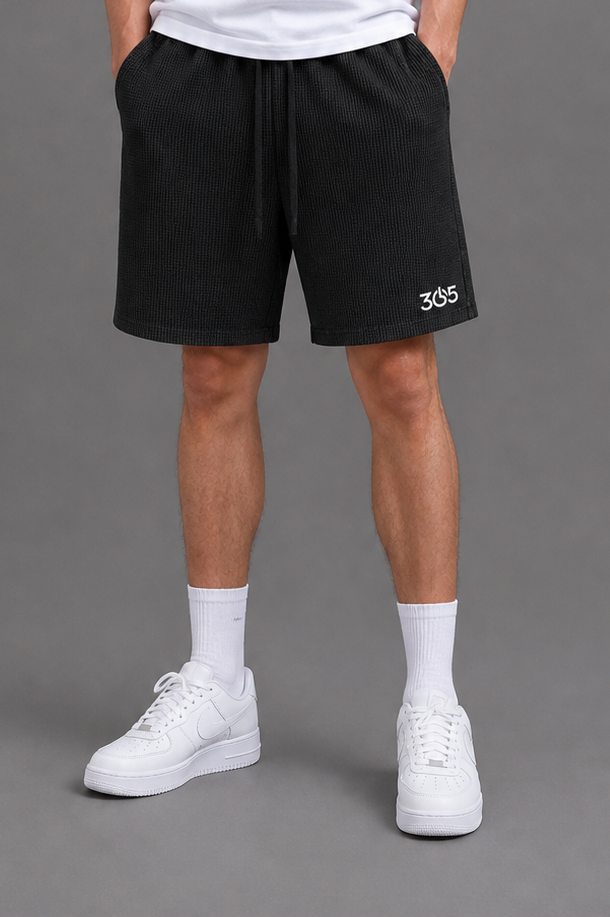 MODE 365 Waffle Knit Shorts - Black