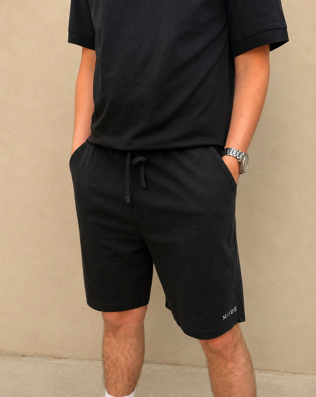 MODE 001 Waffle Shorts - Black