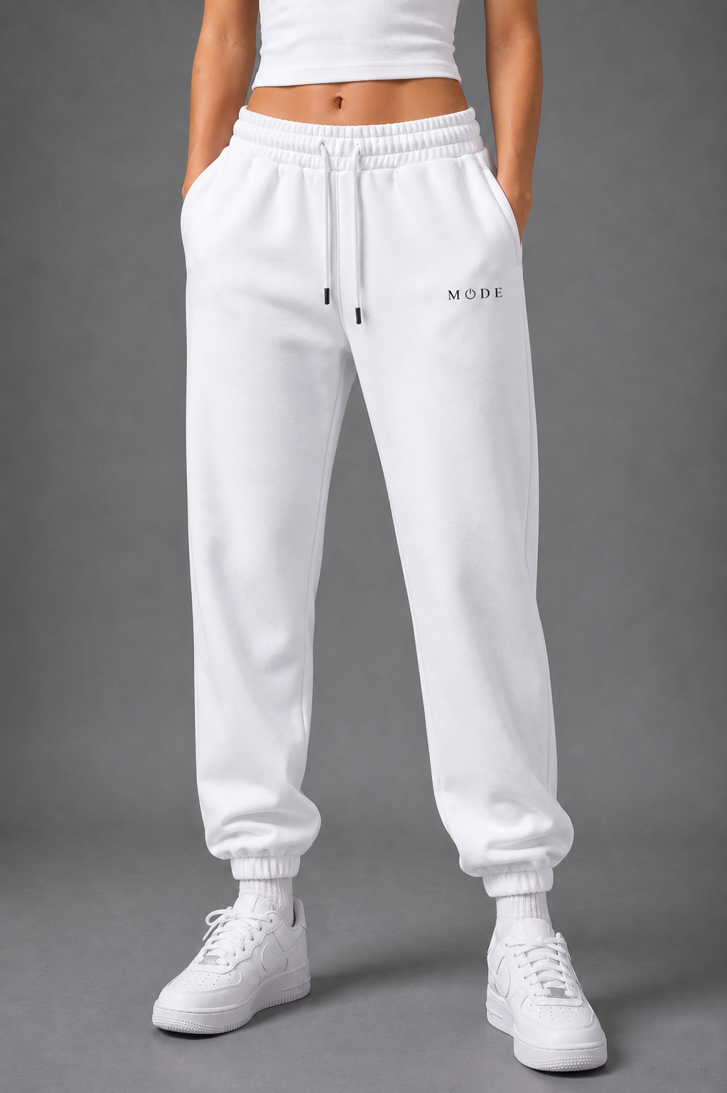 Cuffed Joggers - White