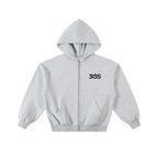 MODE 365 Zip-Up Boxy Hoodie - Flower Grey