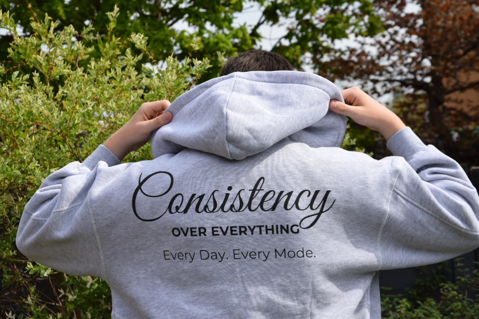 MODE 365 Zip-Up Boxy Hoodie - Flower Grey